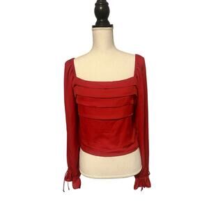 NWT Francesca's Boutique Mi Ami Red Long Sleeve Top Size Large-Super Cute!